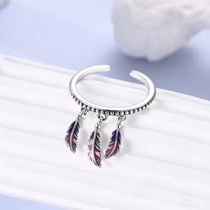 Silver Feather Charm Ring. Adjustable ring. Lucky ring. 🪶